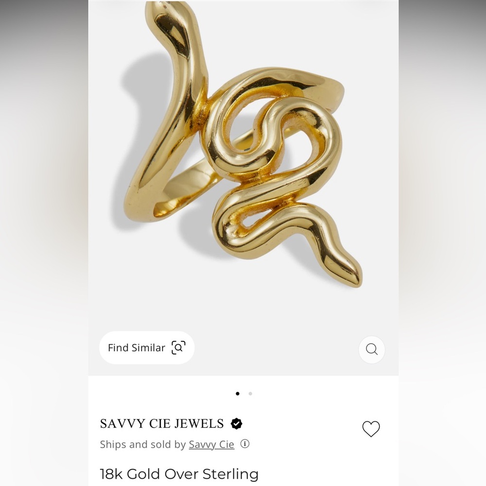 Savvy Cie Snake Ring 18k Gold Over Sterling Silver 925 View 6
